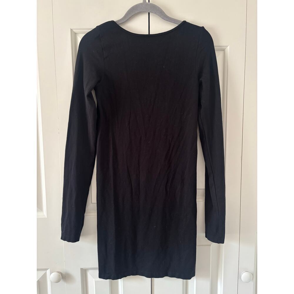 Unbranded Black Long Sleeve Bodycon Mini Dress Thumb Hole Stretch XS - Picture 7 of 8